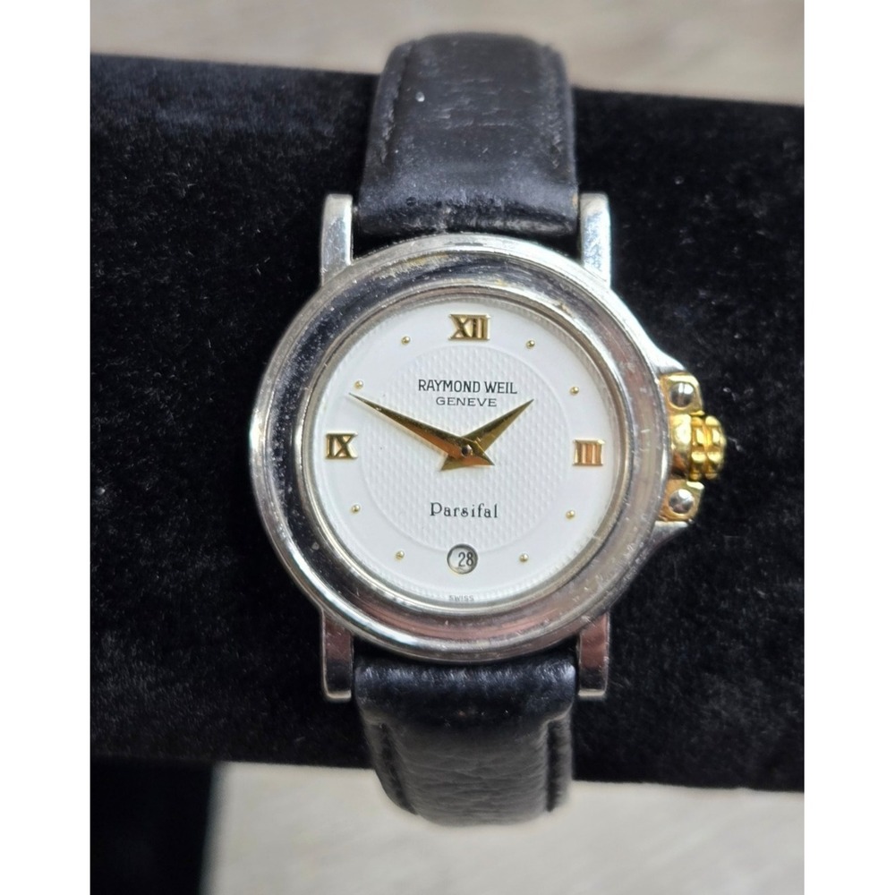 Raymond Weil Parsifal Ladies Date Dial Swiss Watch Leather Band New Battery